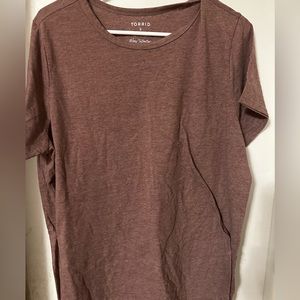 Brown tee.